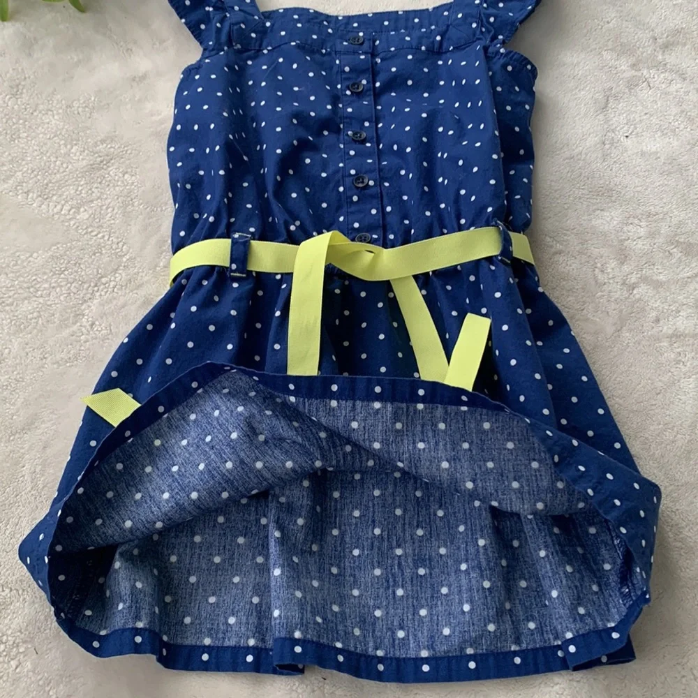 Gymboree Pocketful of Sunshine 5 Blue & White Polka Dot Dress EUC